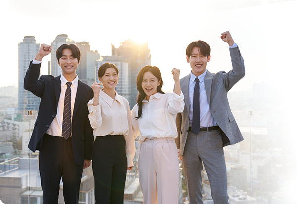 채용에 성공한 기업 인력 일러스트